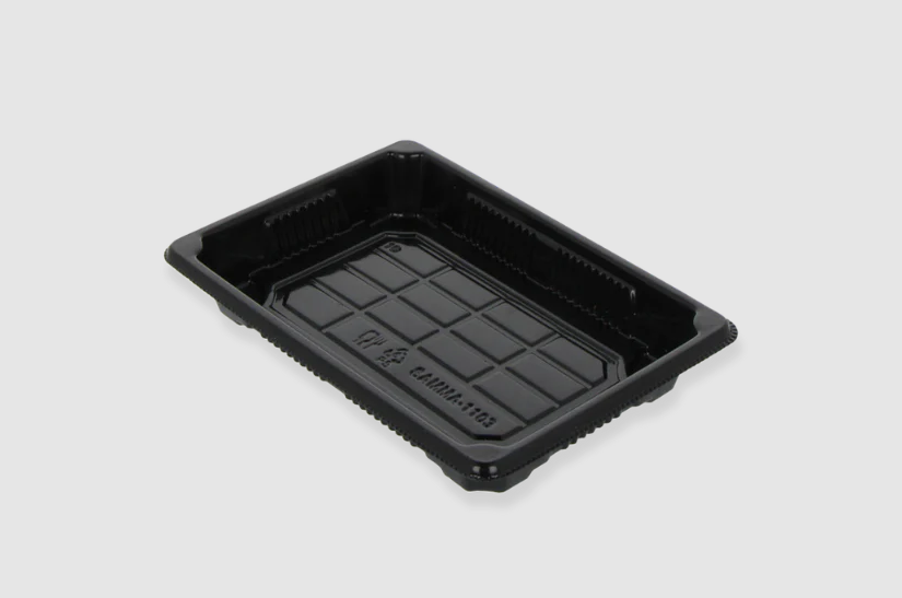 Plateau Sushi Noir + Couvercle Transparent 172x123x18mm Boîte combinée M Noir