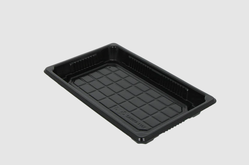 Plateau Sushi Noir + Couvercle Transparent 215x136x21mm Boîte combinée XL Noir