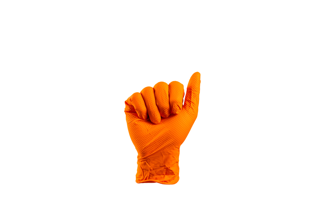 Gants Nitrile non poudré orange grip 8g