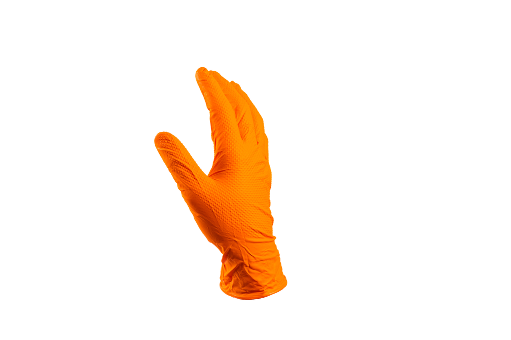Gants Nitrile non poudré orange grip 8g