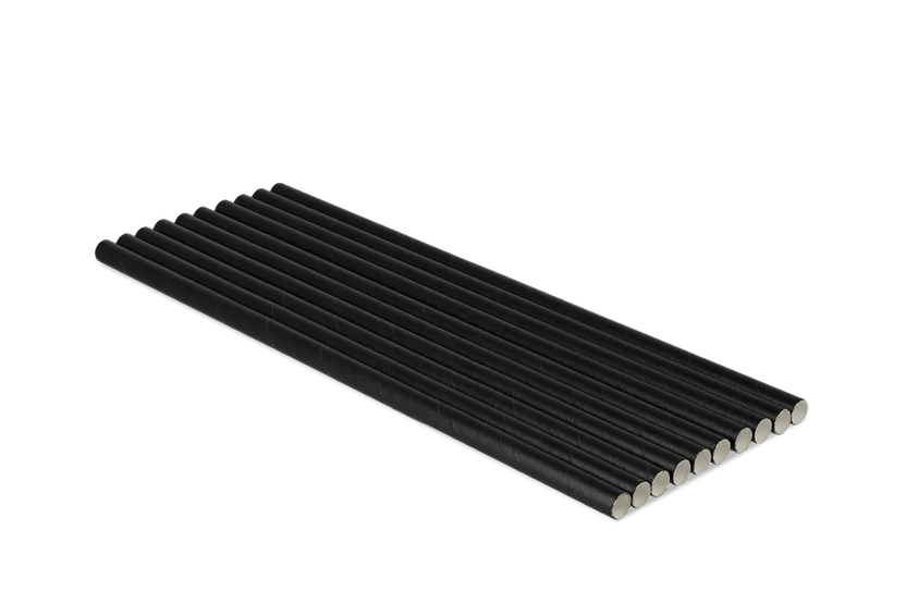 Papieren rietjes zwart 8x250mm