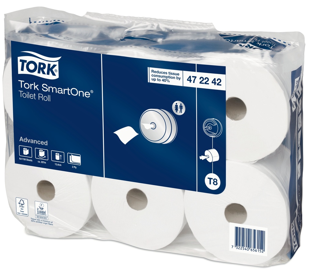 ToilettenpapierSmartone recycelt 2-lagig 6x207m T472242 T8 