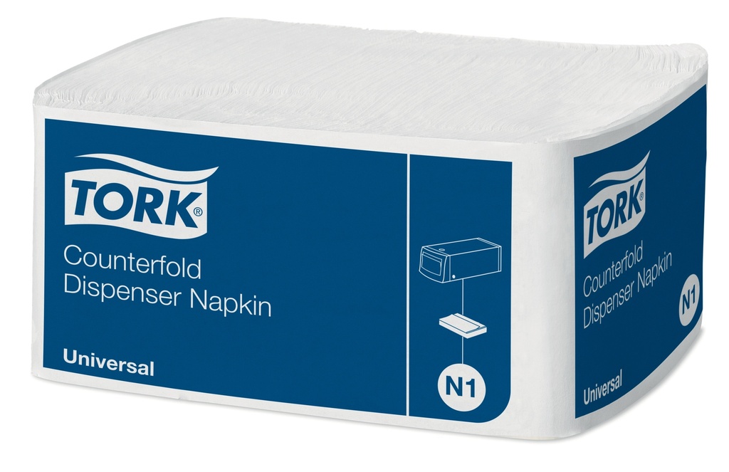 Serviette 1 plis counterfold 33x30cm Tork N1 10935 papier blanc