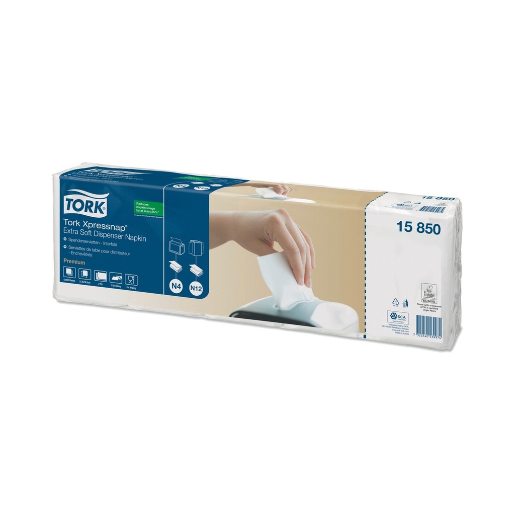 [11607] Servet 2-laags 1/2-vouw 21,3x16,5cm Tork N4 15850 papier wit
