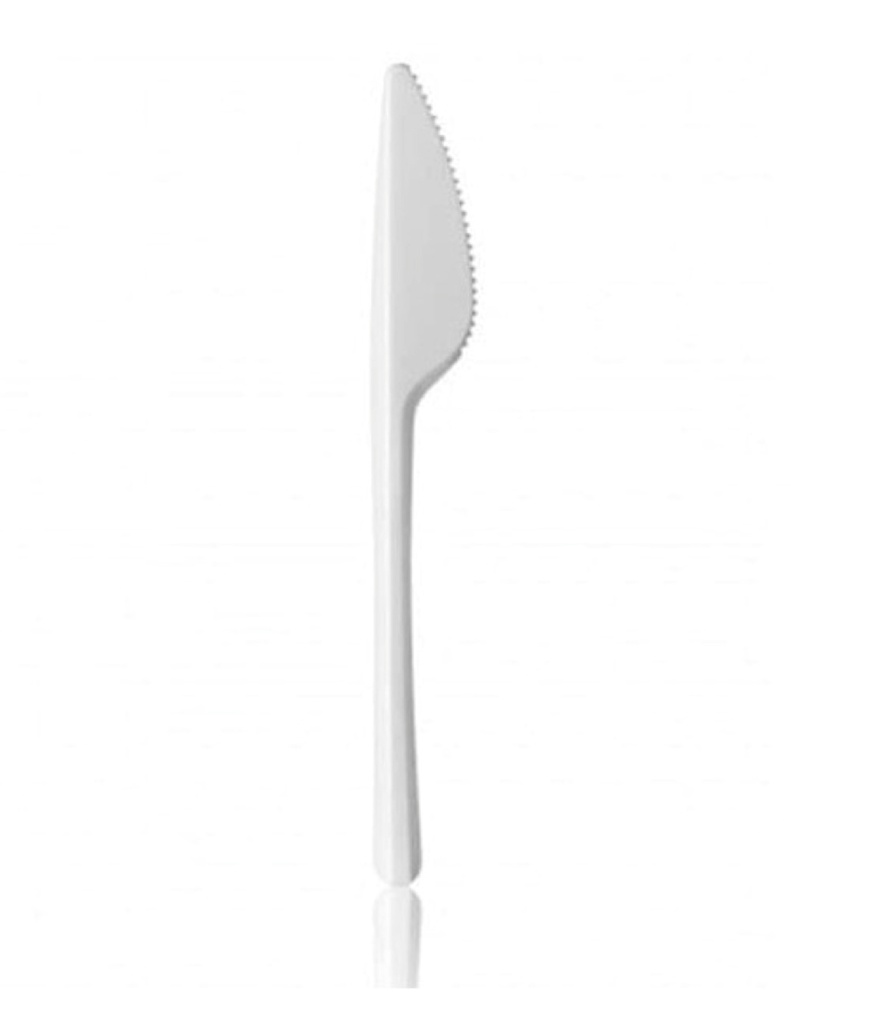 Couteau Réutilisable PS Blanc 18cm 20x50p