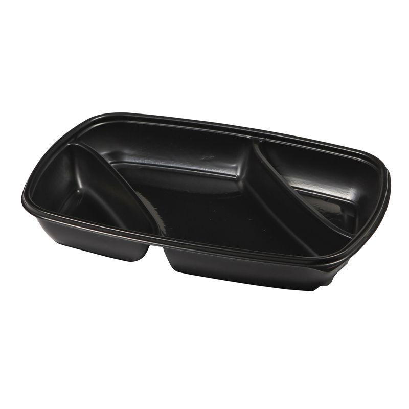 Ravier 3 Compartiments noir Sabert Hotpack HOT71335 28x20x4cm 975ML
