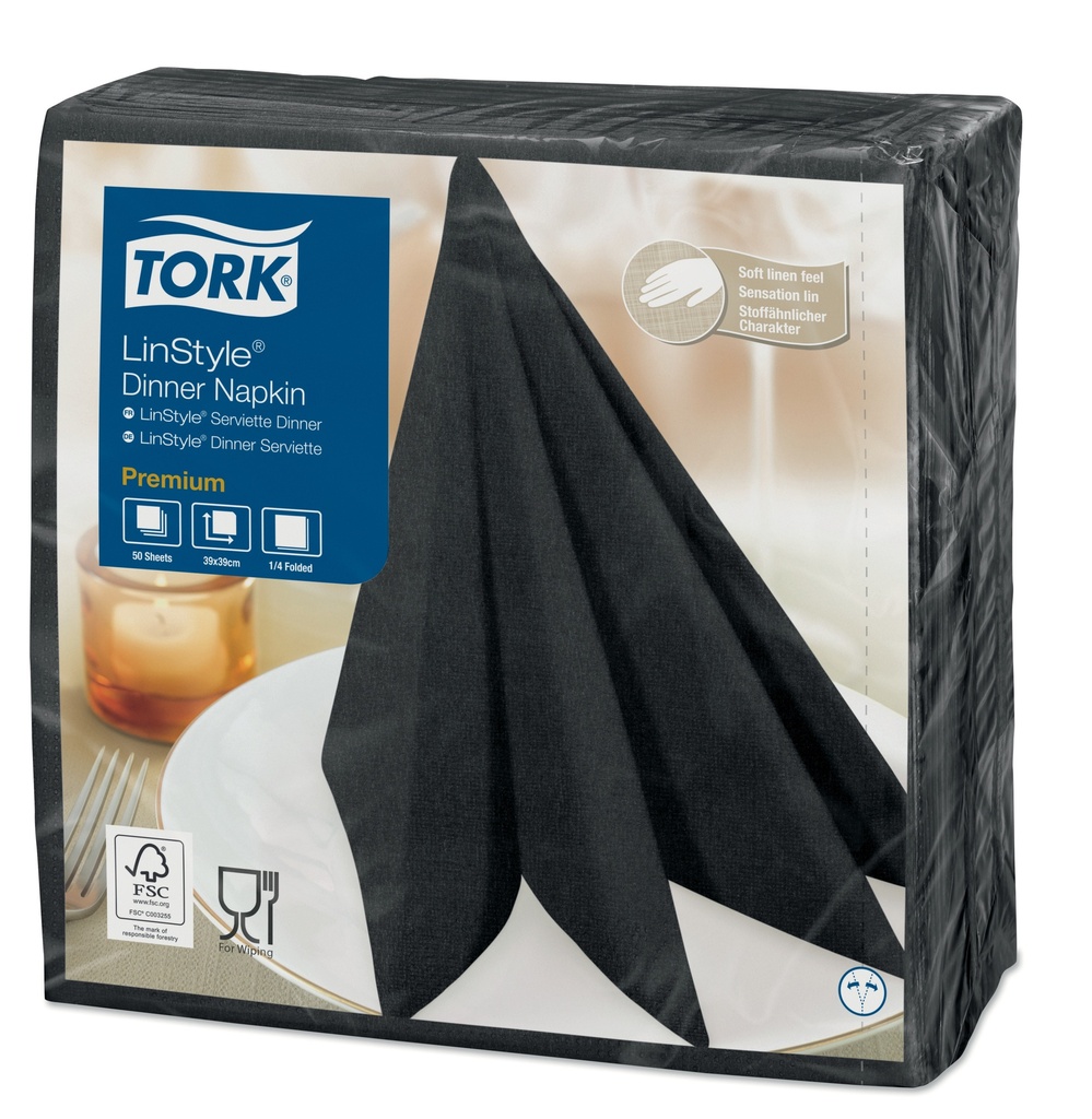 Napkin Airlaid 1/4 fold 39x39cm Tork Linstyle coloured paper