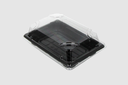 Black Sushi Tray + Transparent Lid 172x123x18mm Combined Box M Black 