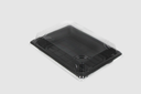 Black Sushi Tray + Transparent Lid 184x129x23mm Combined Box L Black 