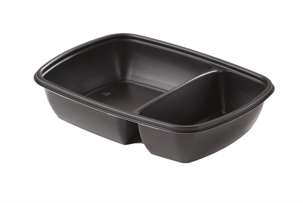 2-compartment tray black Sabert Hotpack HOT78229 23x17x5cm 900ML