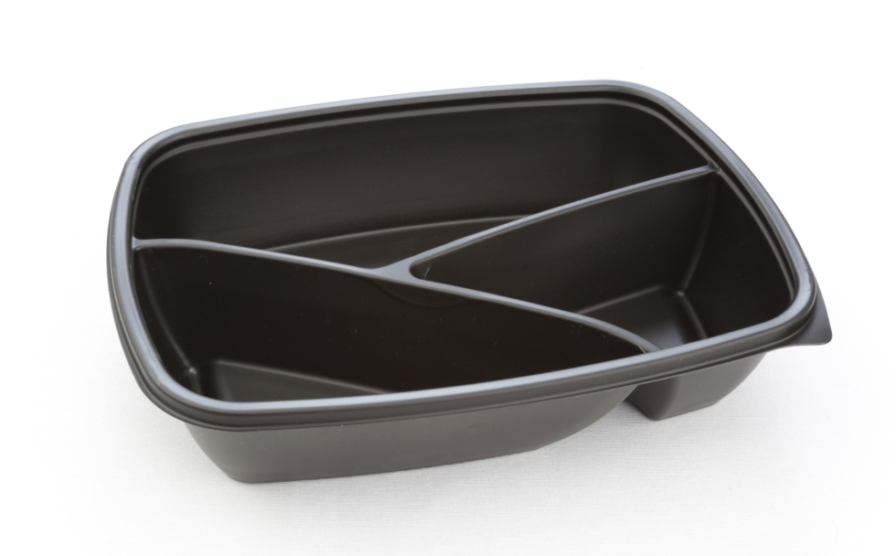 3-compartment tray black Sabert Hotpack HOT78330 23x17x5cm 900ML