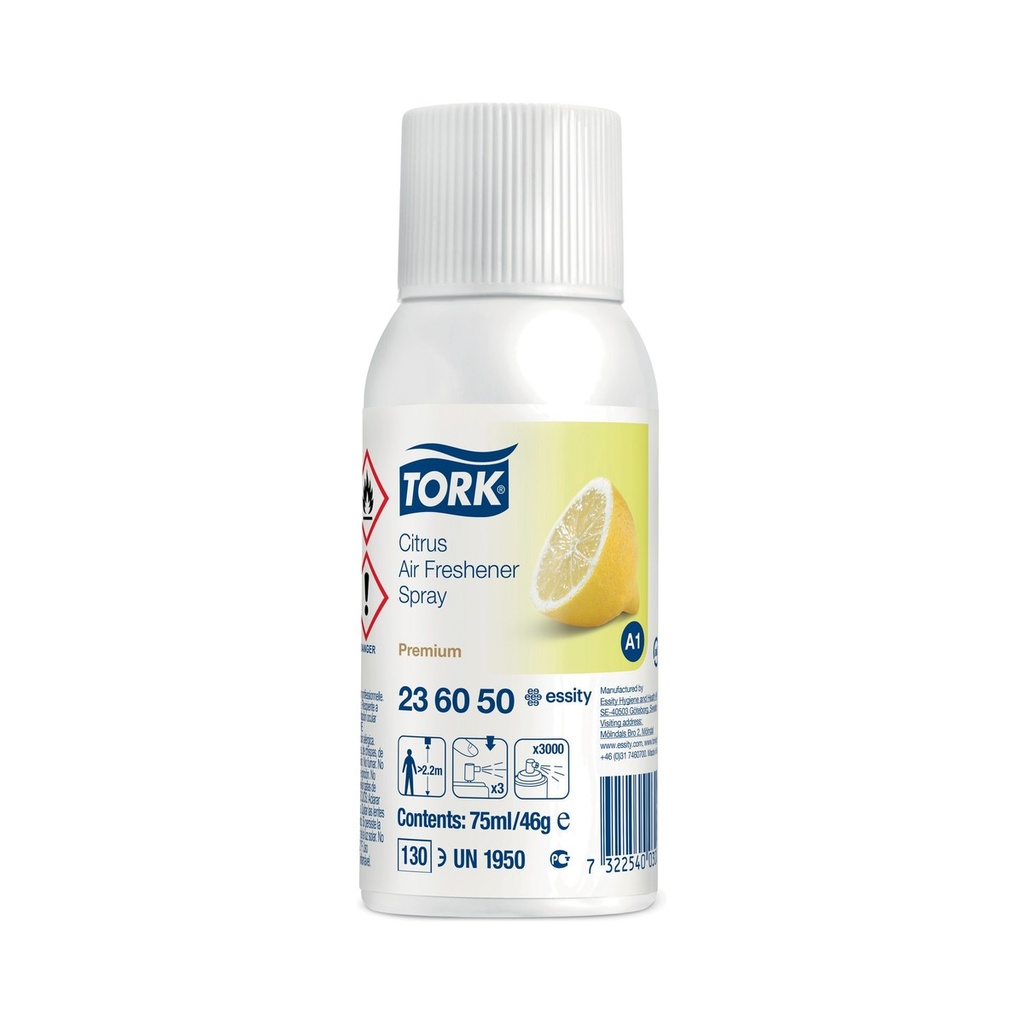 Recharge parfum pour Tork Aérosol Désodorisant A1 12x75ml