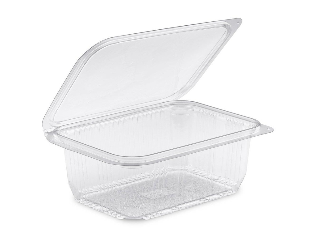 Rectangular PET container with hinged lid 500cc