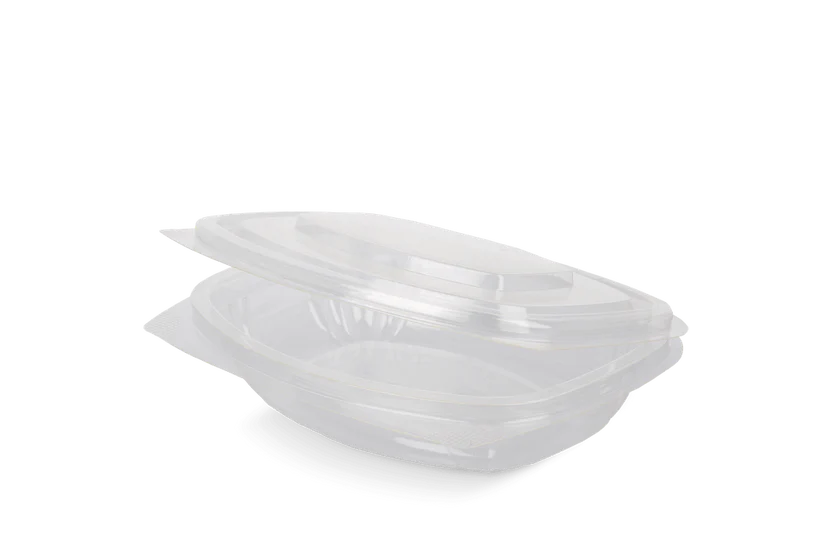 Ovale PET-Salatschüssel mit Klappdeckel 250cc 