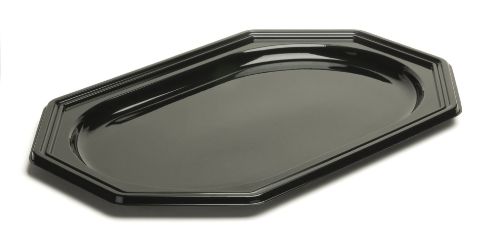 Achteckige PET-Platte schwarz Sabert 36x24cm