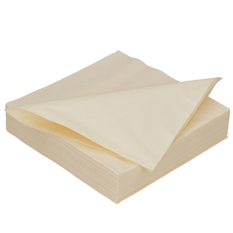 Serviette 2 plis 1/4 pli 40x40cm papier crème