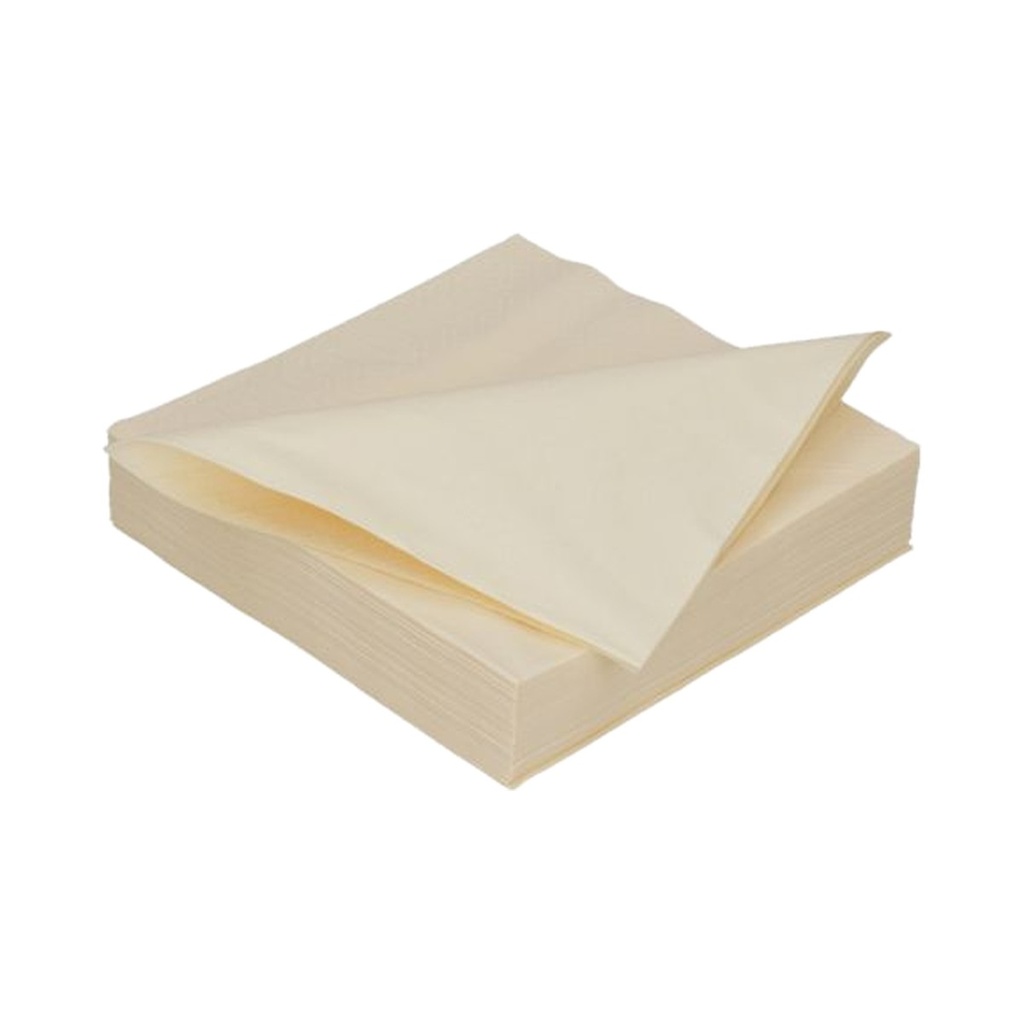 Serviette 2 plis 1/4 pli 33x33cm papier crème