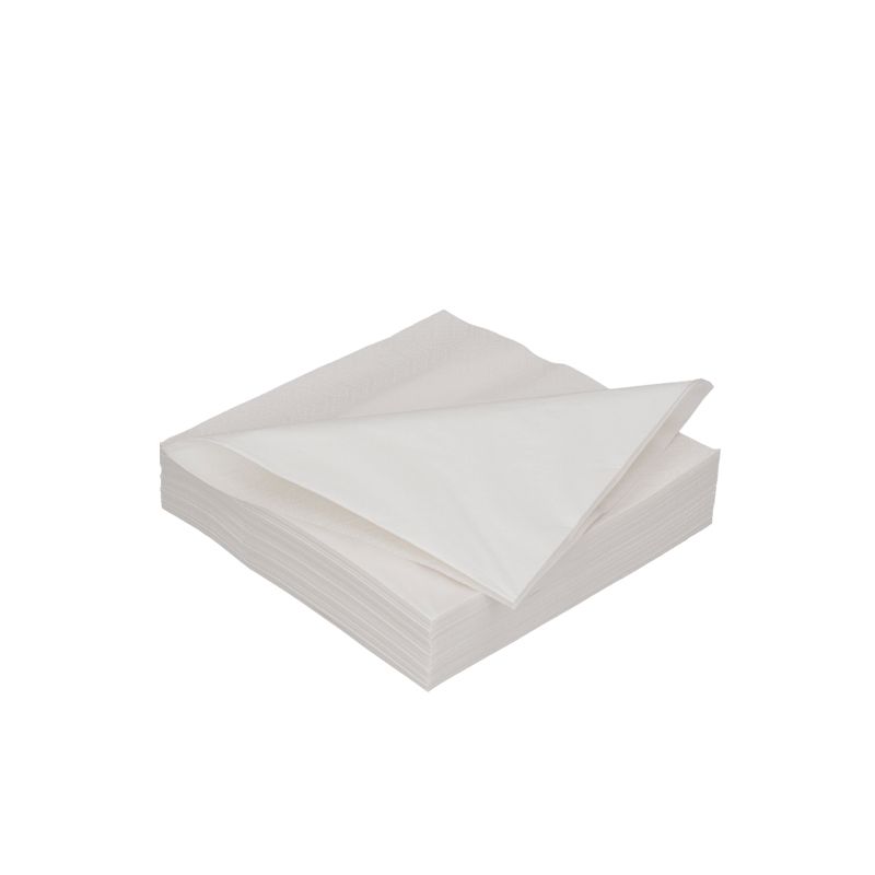 Serviette 2 plis 1/4 pli 24x24cm papier blanc