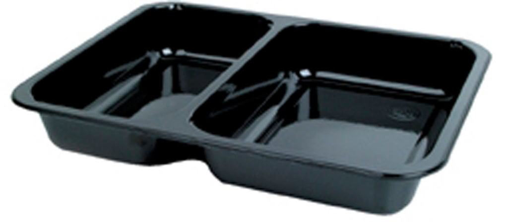 Barquette menu 2 compartiment noir Duniform 225x175x35mm 515/370ml