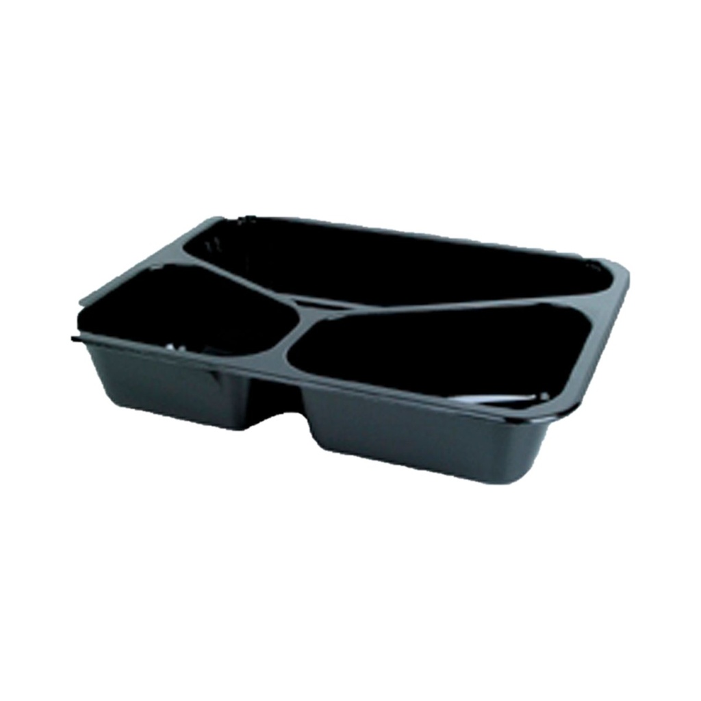 Barquette menu 3 compartiment noir Duniform 225x175x43mm 525/275/205ml