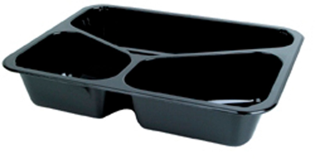 Menüschale 3 Fächer schwarz Duniform 225x175x43mm 525/275/205ml 