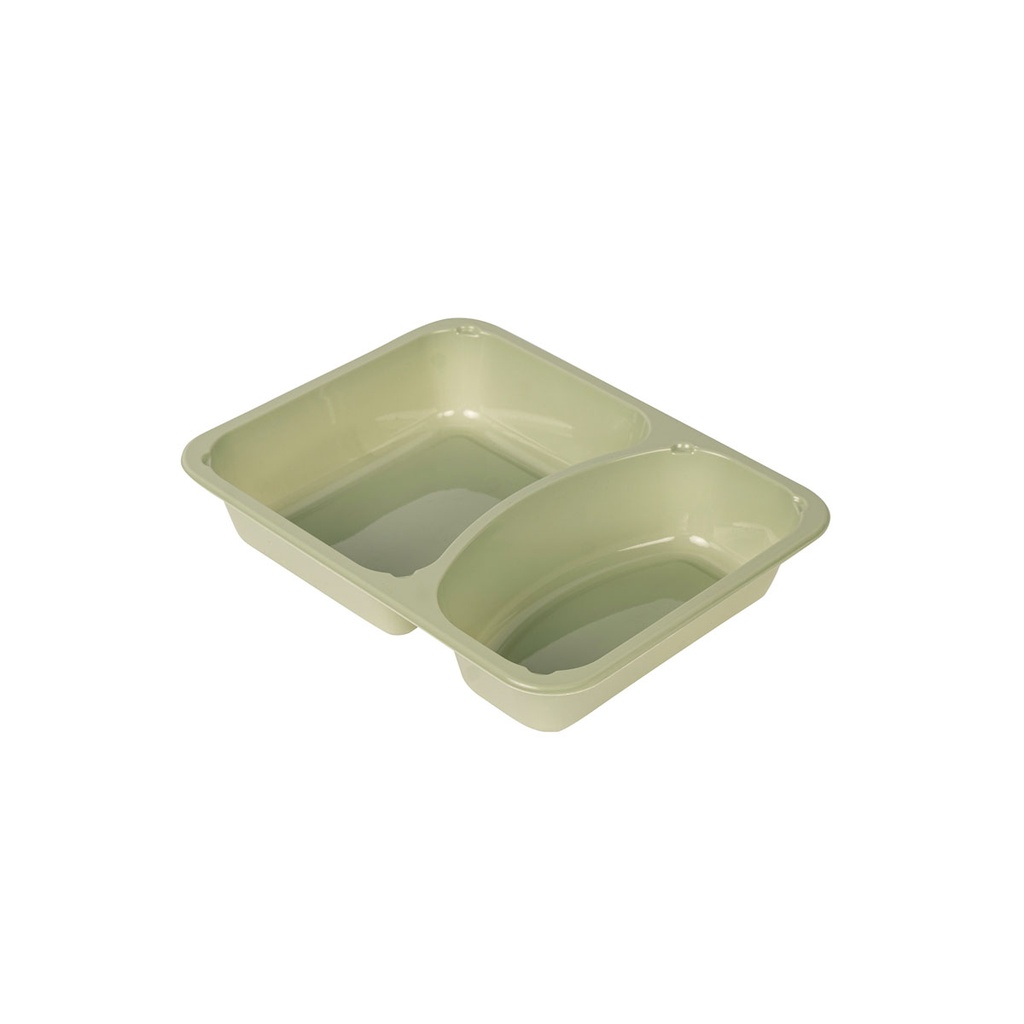 Barquette menu 2 compartiment PET recyclé Duniform 225x175x34mm 532/347ml