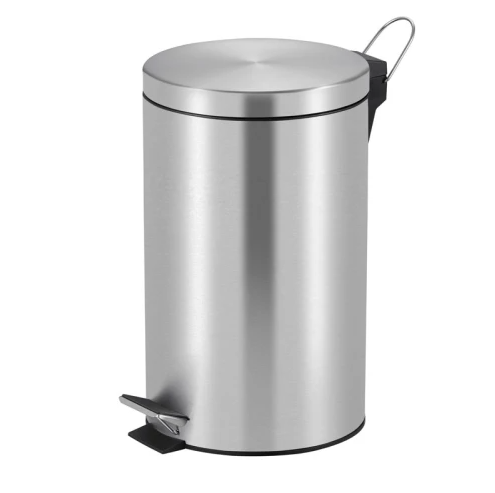 [2177] Matt stainless steel pedal bin 12L
