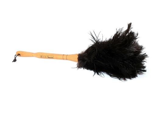 [3175] Struisvogel donsdoek houten handvat 28cm 