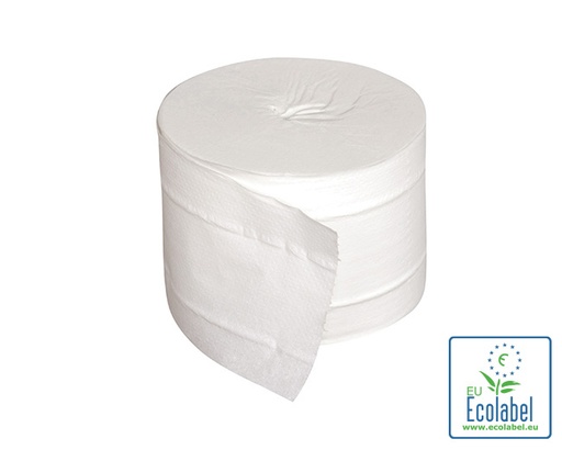 [10710] Papier toilette compact sans mandrin cellulose 2 plis 800 coupons 96m T126