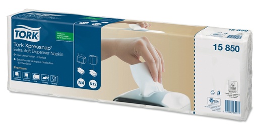 [11607] Serviette 2 plis 1/2 pli 21,3x16,5cm Tork N4 15850 papier blanc