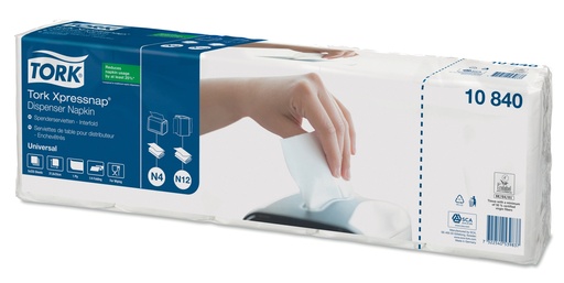 [11608] Serviette 1 Lage 1/4 Lage 21,3x33cm Tork N4 10840 Papier weiß 