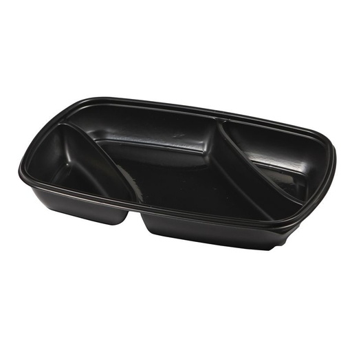 [66354] Bakje 3 vakken zwart Sabert Hotpack HOT71335 28x20x4cm 975ML