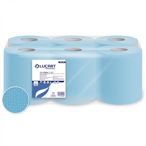 [4327] Poetsrol MIDI Lucart SKYTECH blauw 2-laags 20cm 6x150m
