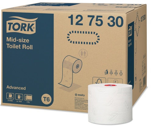 [107030] Papier toilette compact recyclé 2 plis 27x100m T127530 T6
