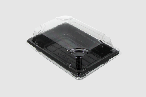 [66010] Black Sushi Tray + Transparent Lid 172x123x18mm Combined Box M Black 
