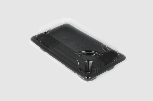 [66013] Black Sushi Tray + Transparent Lid 218x92x23mm Long Black Combined Box