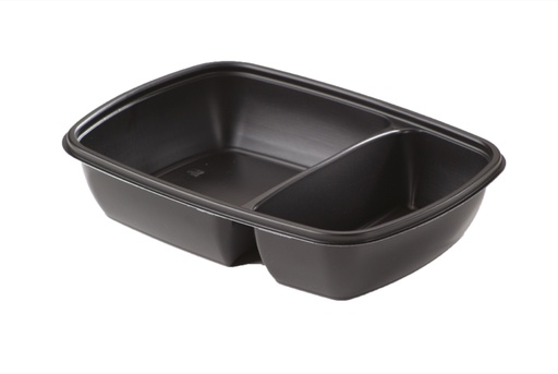 [66346] Ravier 2 Compartiments noir Sabert Hotpack HOT78229 23x17x5cm 900ML