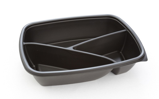 [66348] 3-Fächer-Schale schwarz Sabert Hotpack HOT78330 23x17x5cm 900ML
