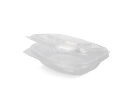 [66482] Ovale PET-saladebak met scharnierdeksel 250cc