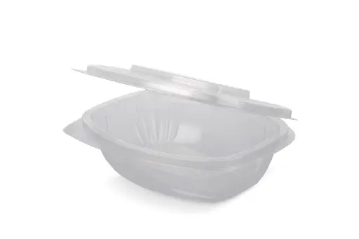 [66483] Ovale PET slakom met scharnierdeksel 375cc 