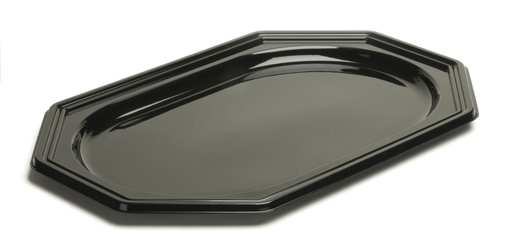 [66543] Plateau octogonal PET noir Sabert 46x30cm