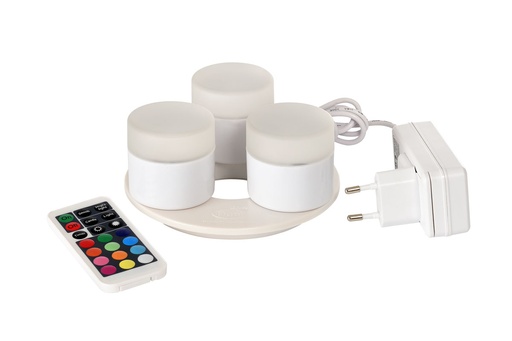 [6101] Set mit 3 wiederaufladbaren Mini-LED-Leuchten 48 x Ø 50 mm 13 Std weiß