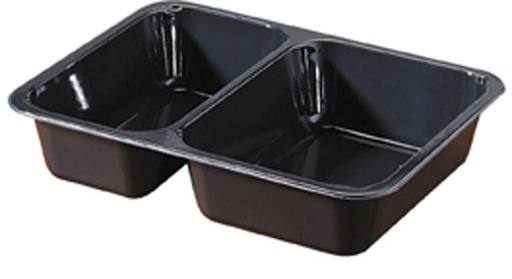 [66738] Menu tray 2 compartments black Duniform 225x175x43mm 655/455ml
