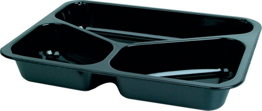[66740] Menüschale 3 Fächer schwarz Duniform 225x175x34mm 430/225/165ml