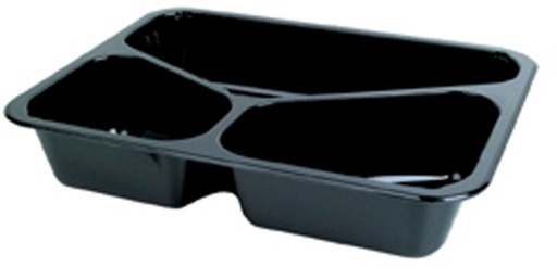 [66742] Menu tray 3 compartments black Duniform 225x175x43mm 525/275/205ml